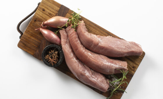 Afpudsede mørbrad af gris